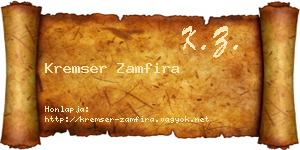 Kremser Zamfira névjegykártya